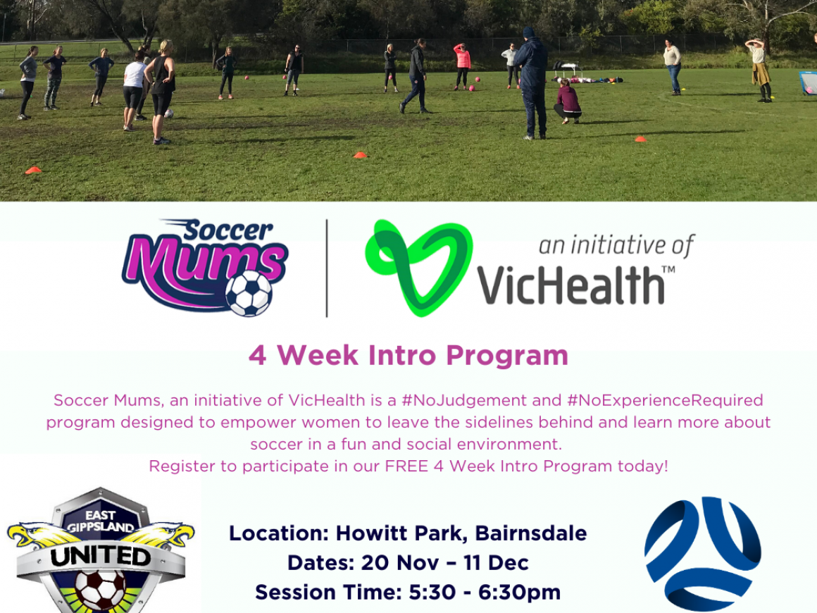 East Gippsland Soccer Mums - 4 Week Intro Program - Free Sessions